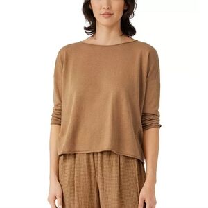 Eileen Fisher Organic Linen & Cotton Top Longsleeve Relaxed Fit Size Large